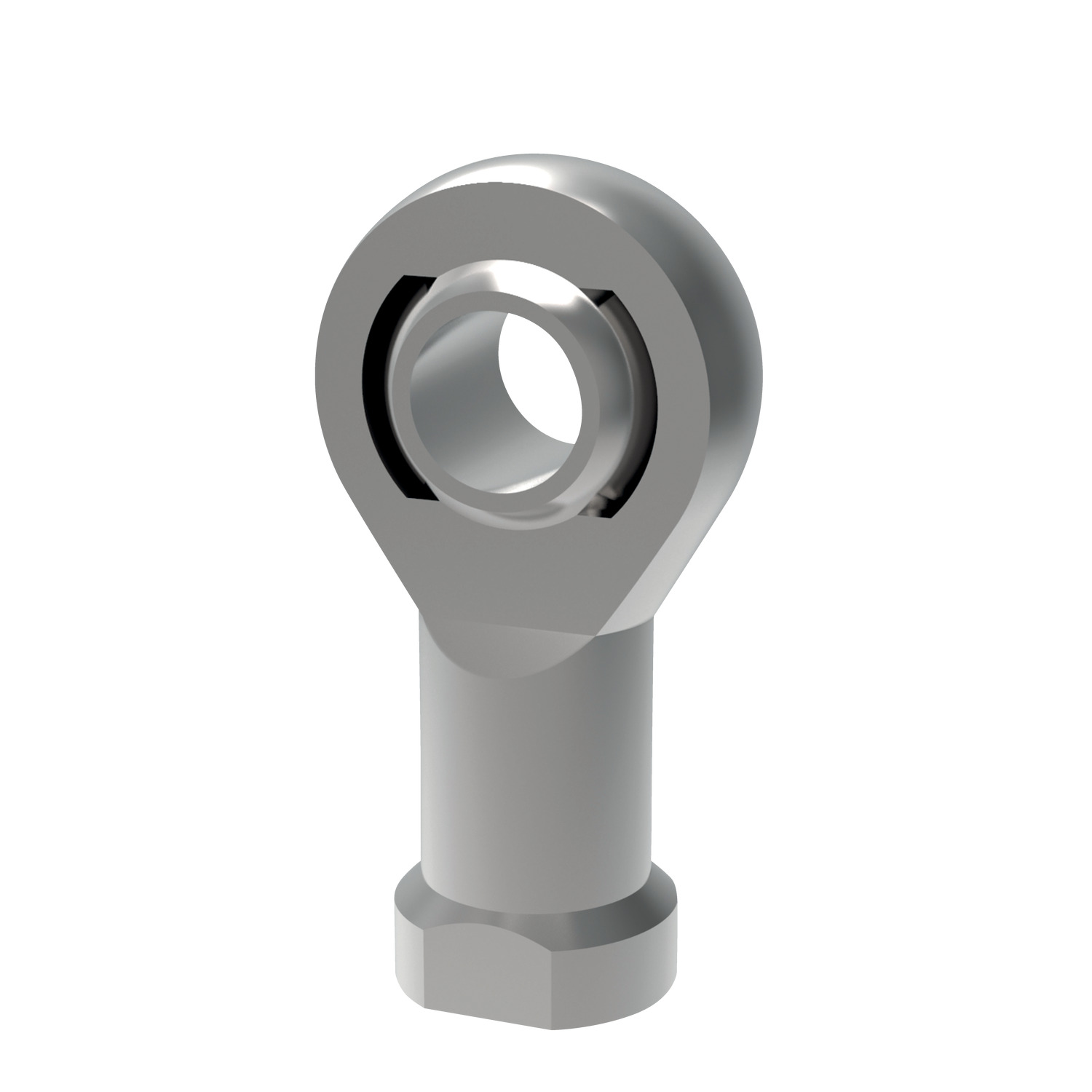 silver coloured Female Heavy-Duty Rod End - left hand thread